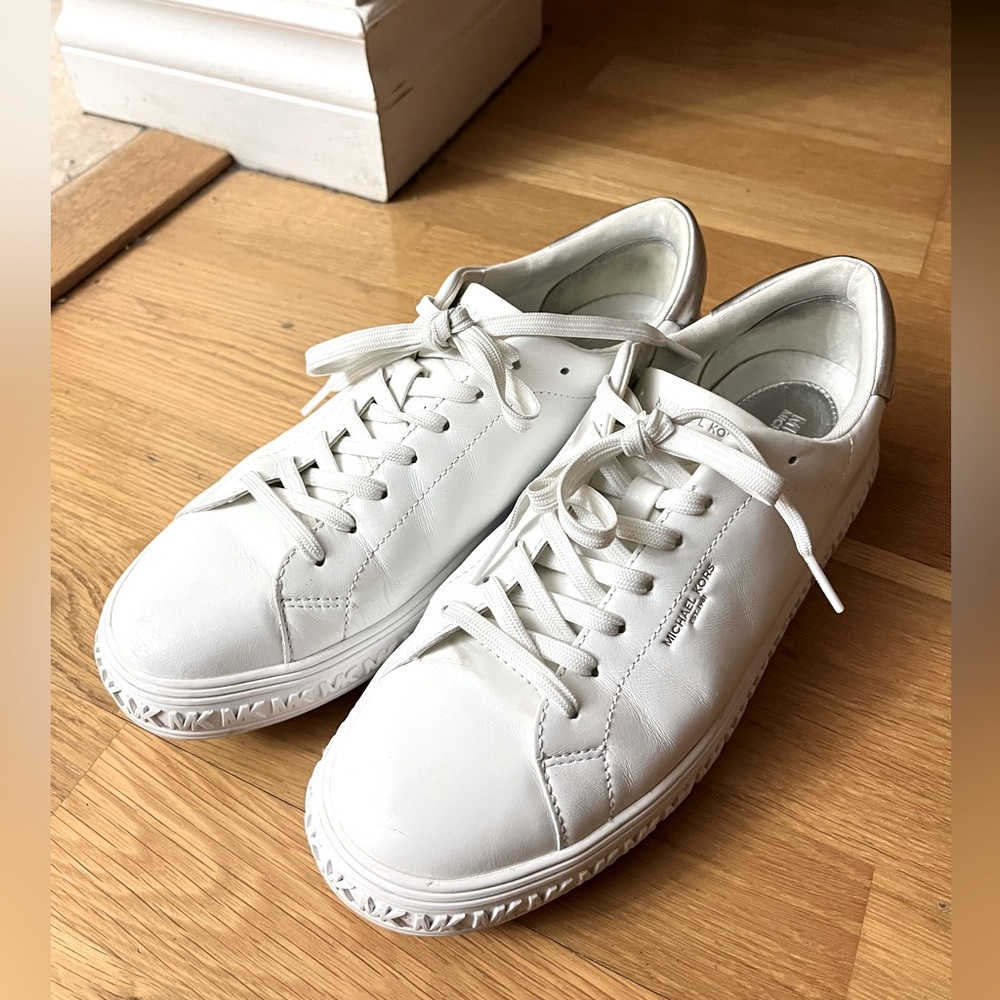 Michael Kors White Leather Low-Top Sneakers